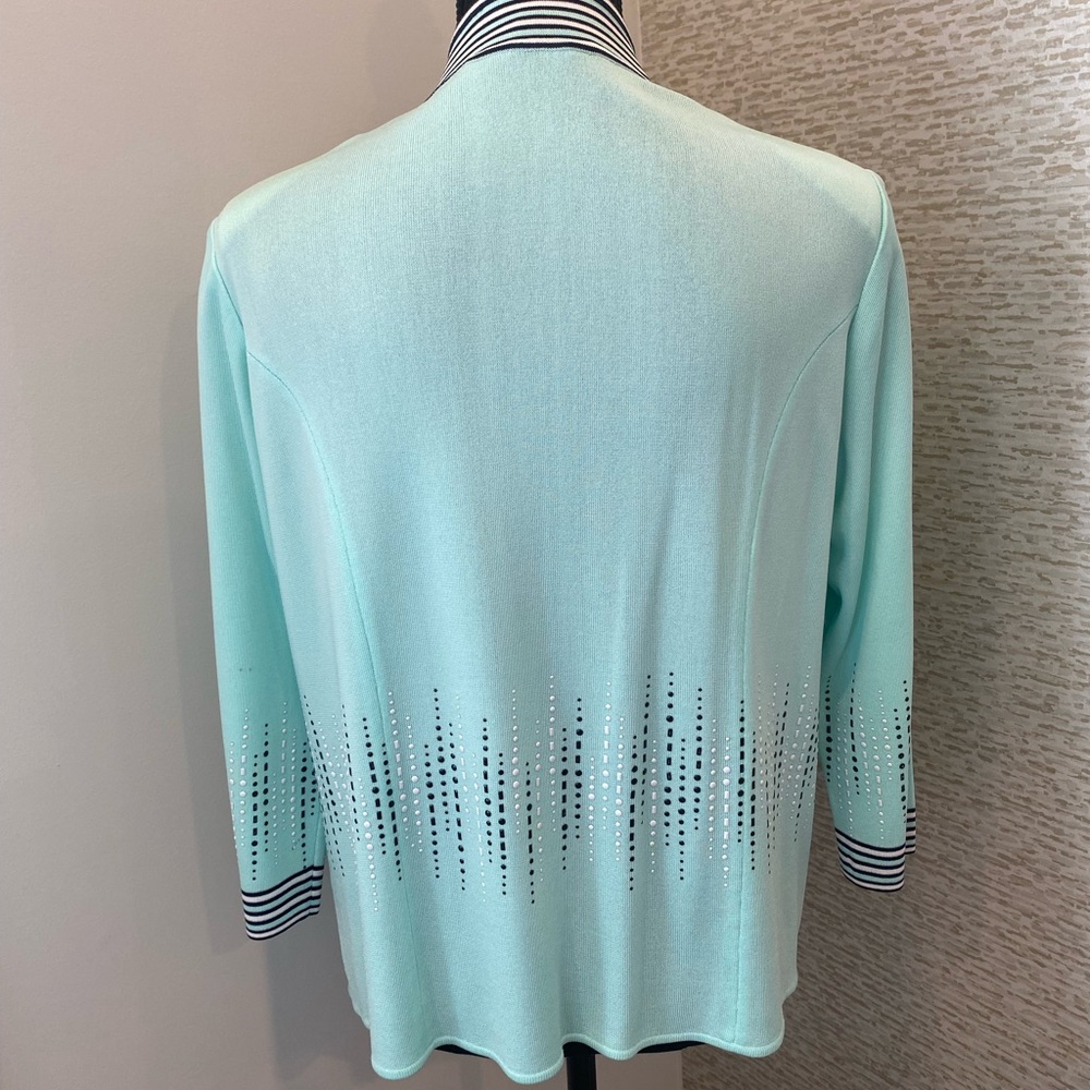 Ming Wang Light Mint Green Knit Jacket - Picture 3 of 6
